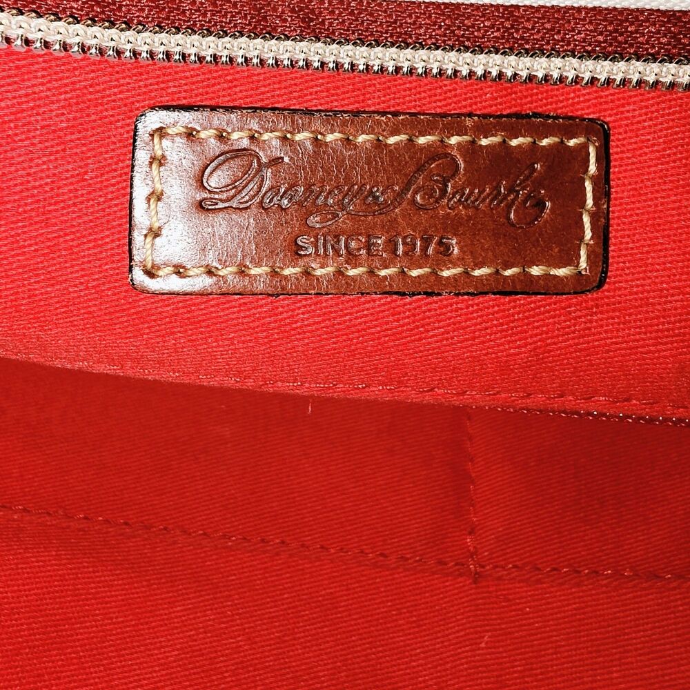 Dooney & Bourke Charleston Pink White Stripes Logo Zipper Top Shoulder Bag Purse - Picture 10 of 16